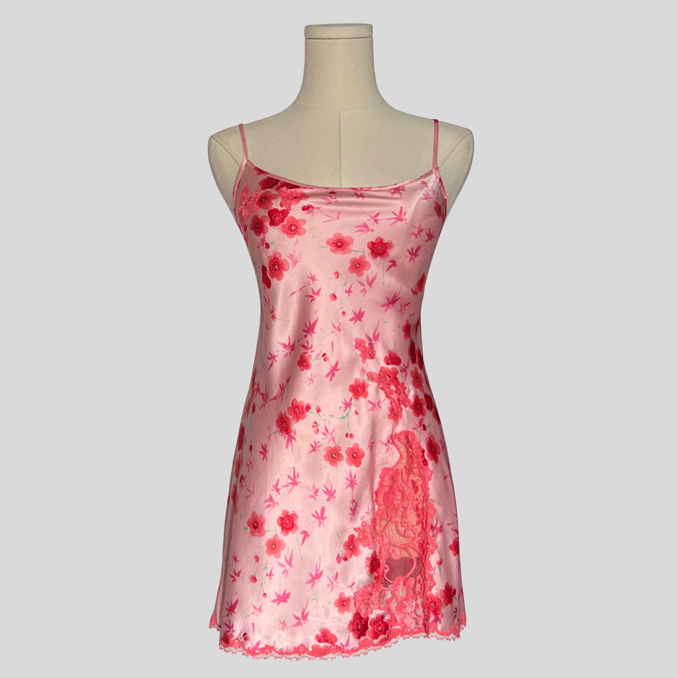 Fairy lace trim slip dress in cherry blossom floral
