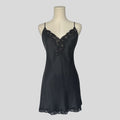 Sweetheart sheer lace back slip dress in black