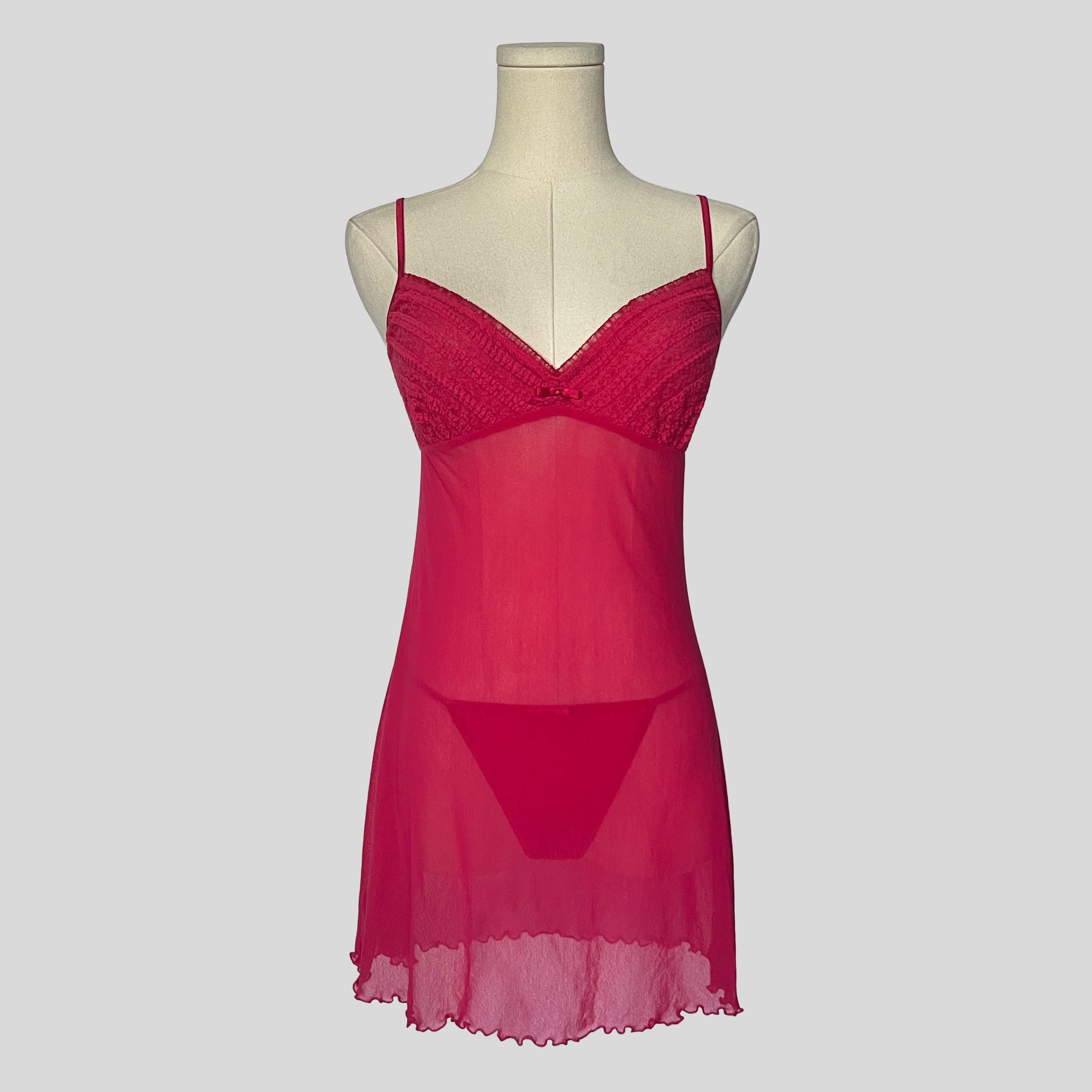 Sheer ruffled slip with matching panties