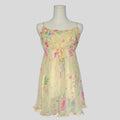 Sheer ruffled babydoll dress in yellow floral
