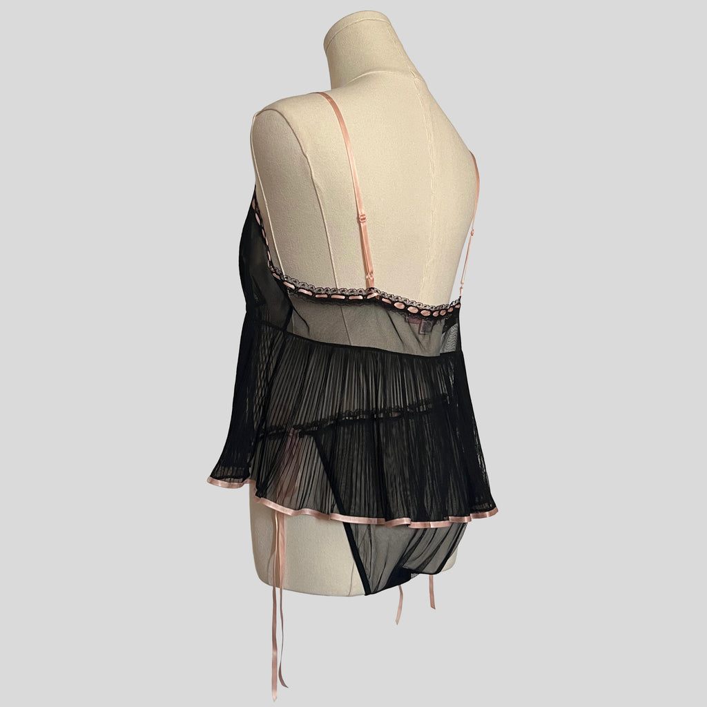 Pleated ribbon laced cami with matching panties