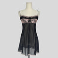 Milkmaid lace trim slip dress in black and pink