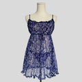Sheer ruffled babydoll dress with matching panties in navy floral