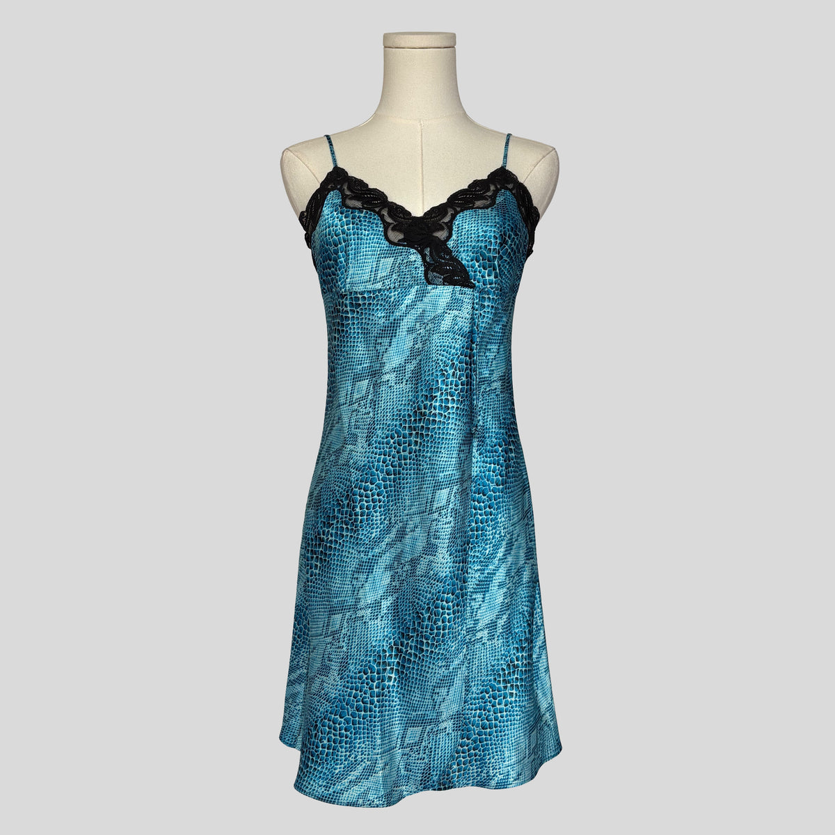 Snakeskin print lace trim slip