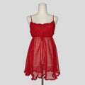 Sheer ruffled babydoll dress in red