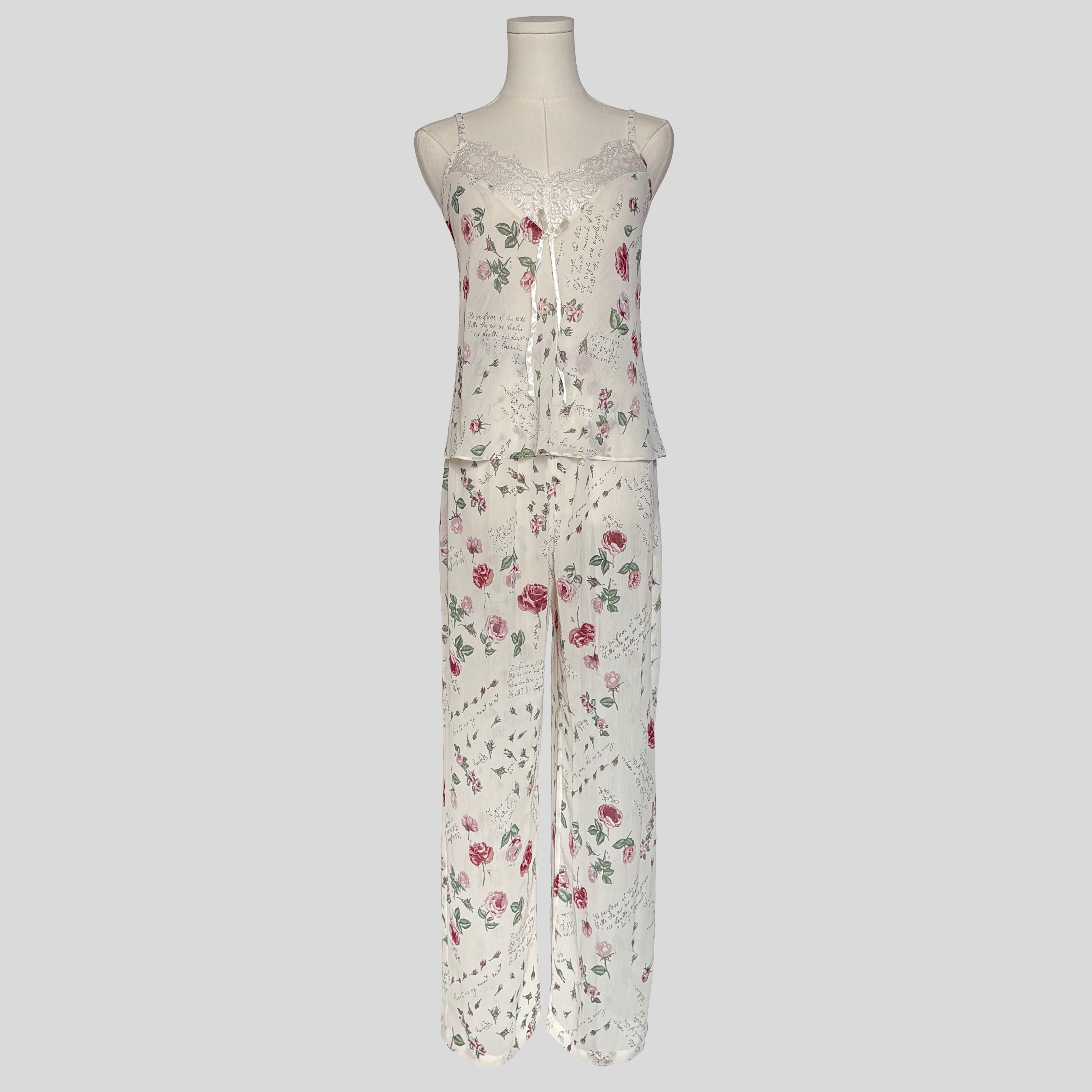 Love Letters floral sheer pajama set