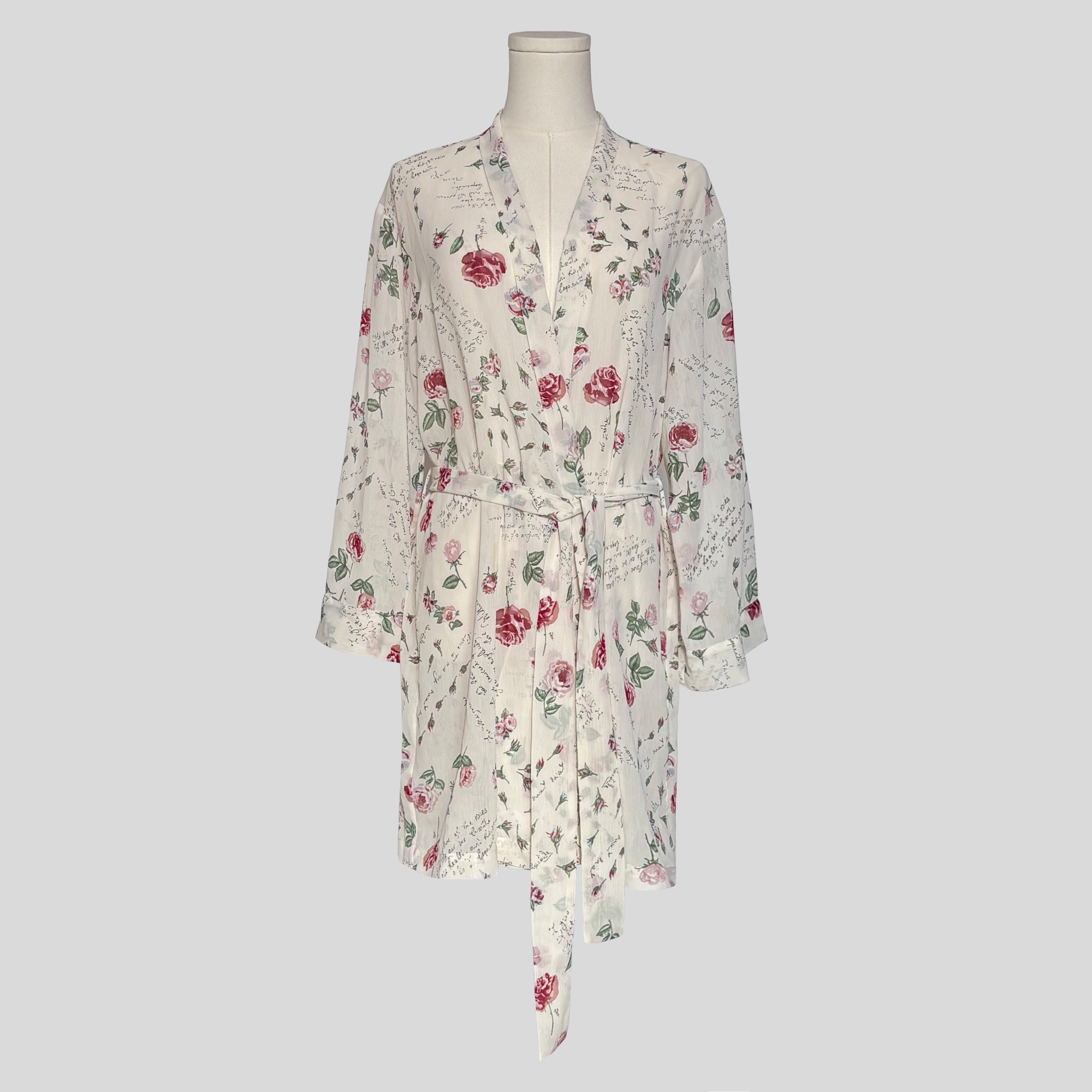 Love Letters floral sheer robe
