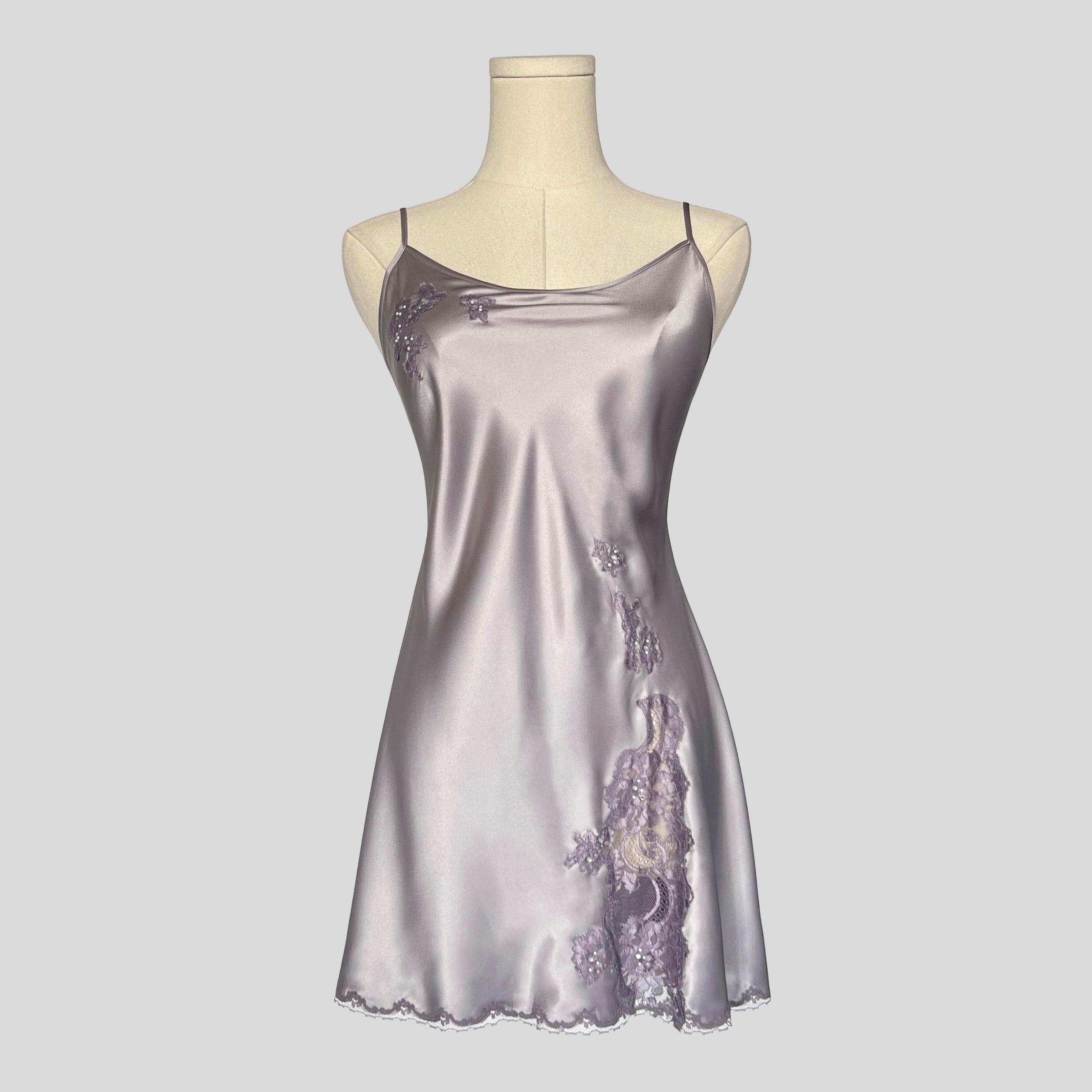 Fairy lace trim slip dress in lilac