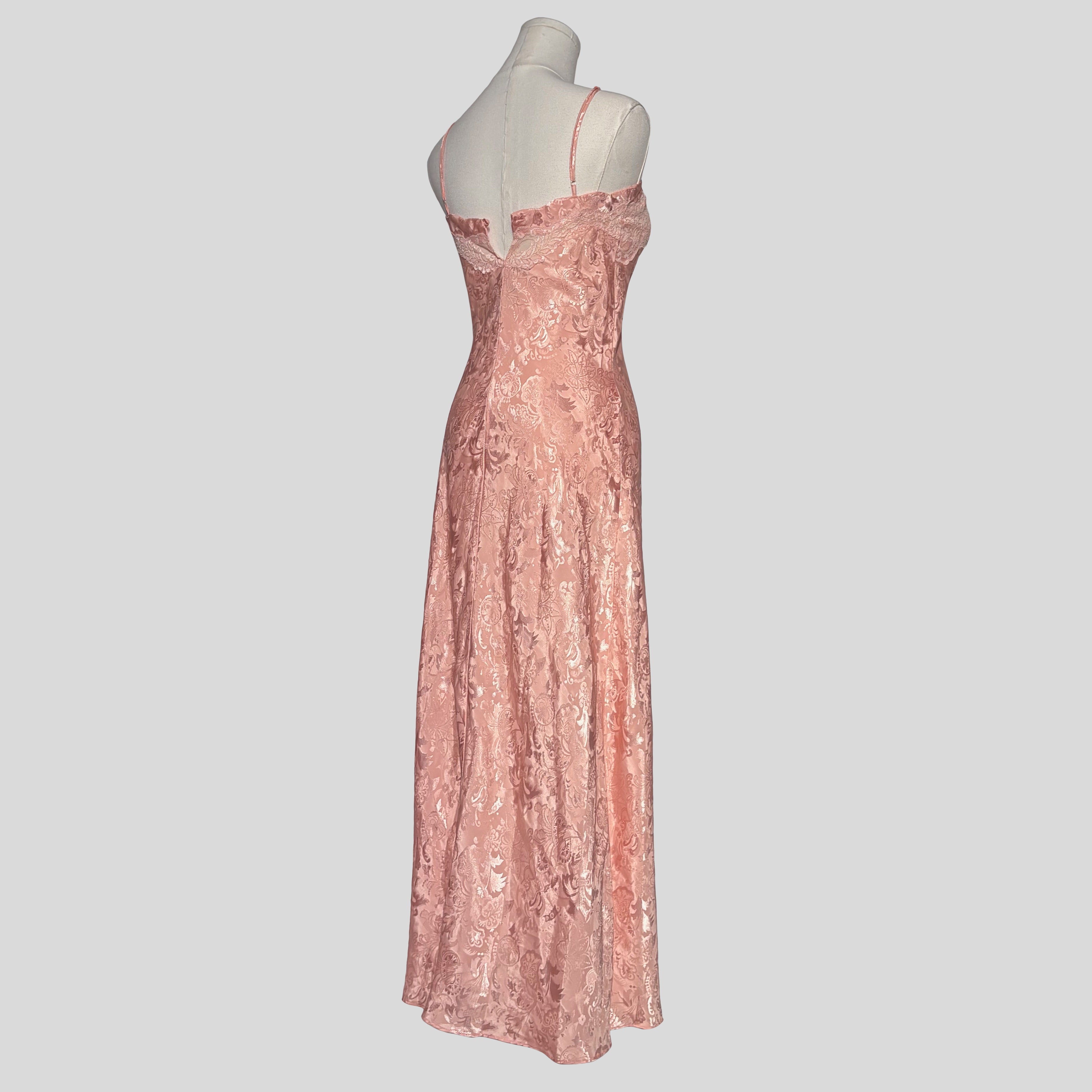 Brocade floral lace trim gown