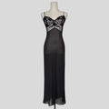 Delicate sheer lace gown in black