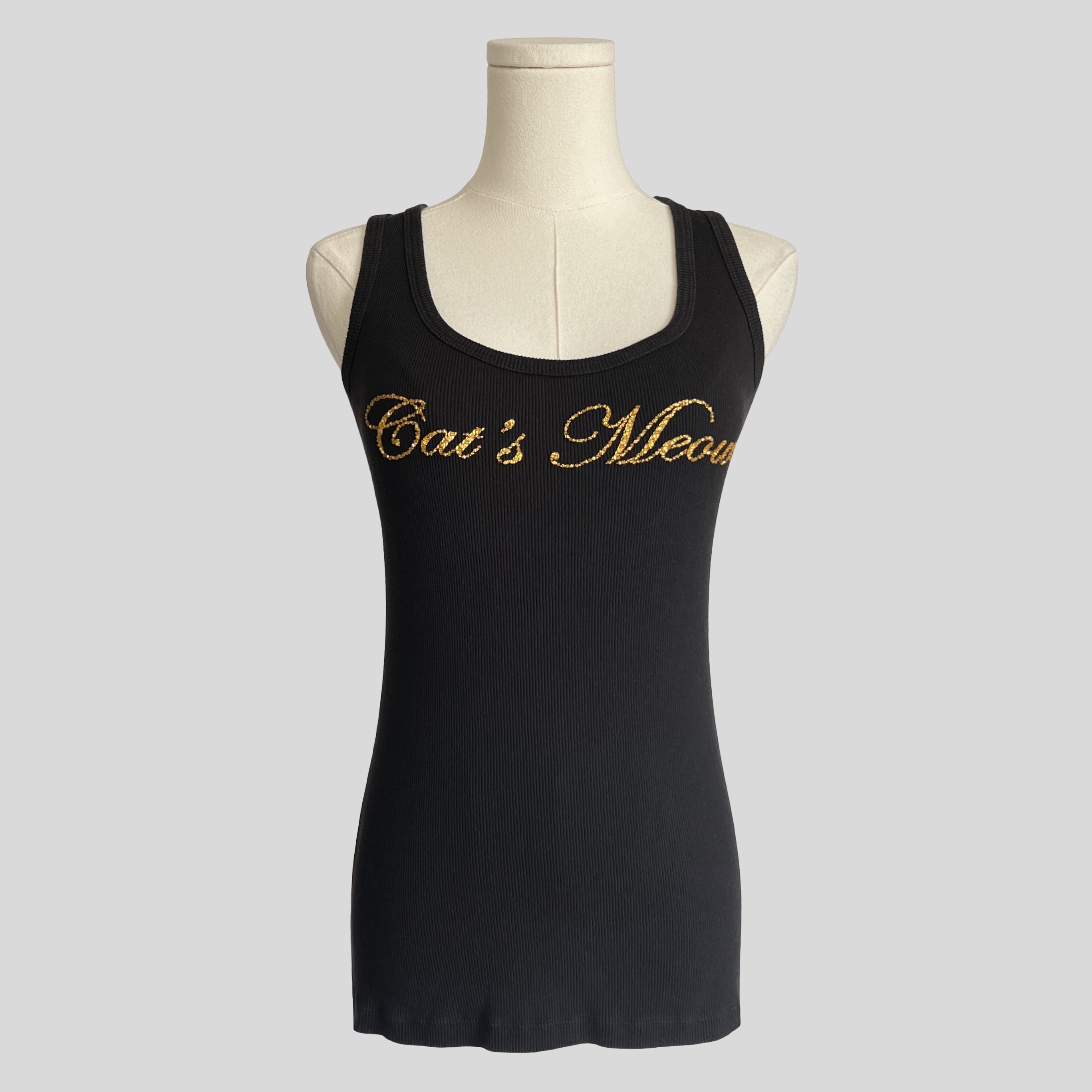 Beaded Cat's Meow ribbed tank top