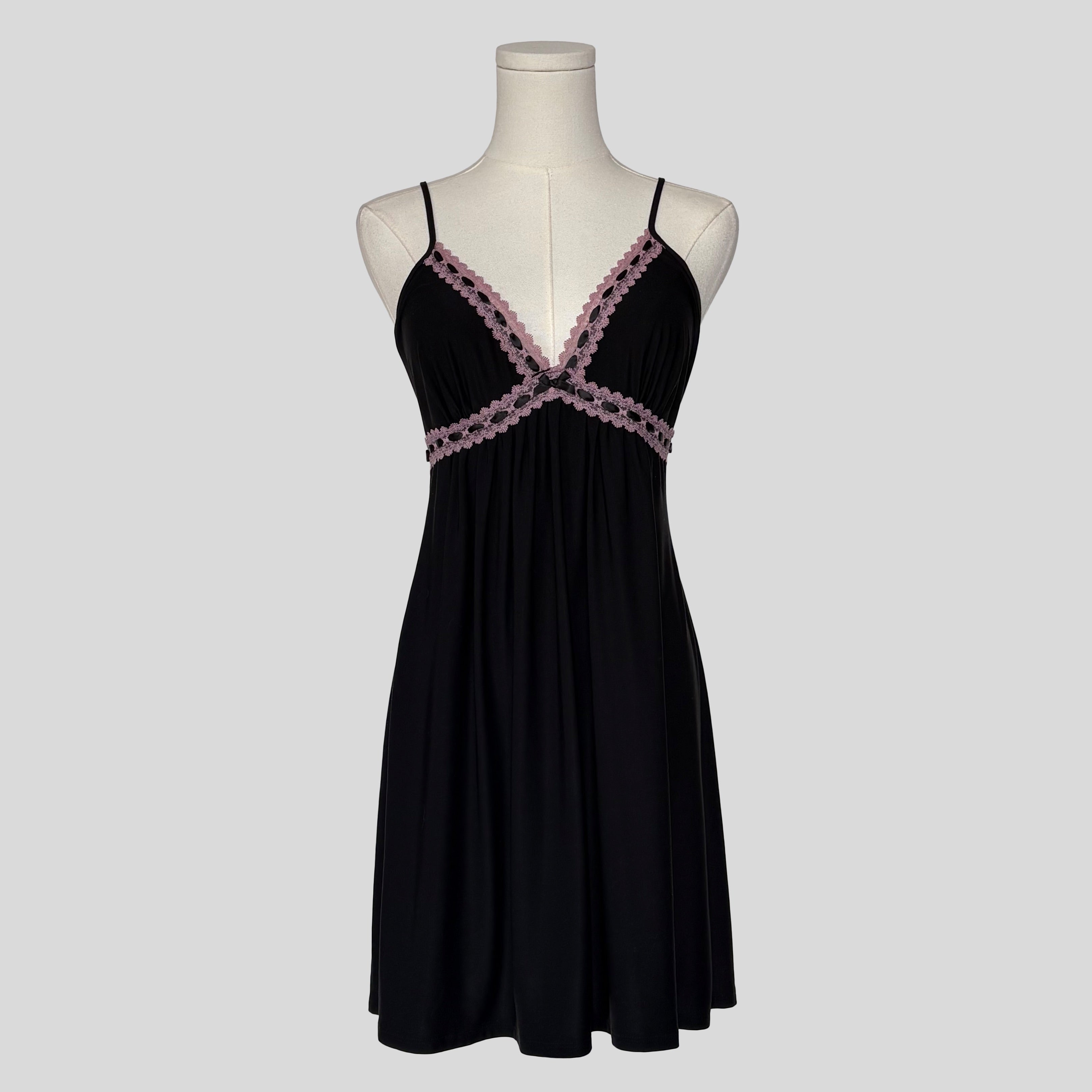 Ribbon lace trim slip dress