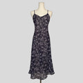 Floral sheer midi slip in navy
