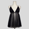 Beaded sheer mesh flyaway chemise