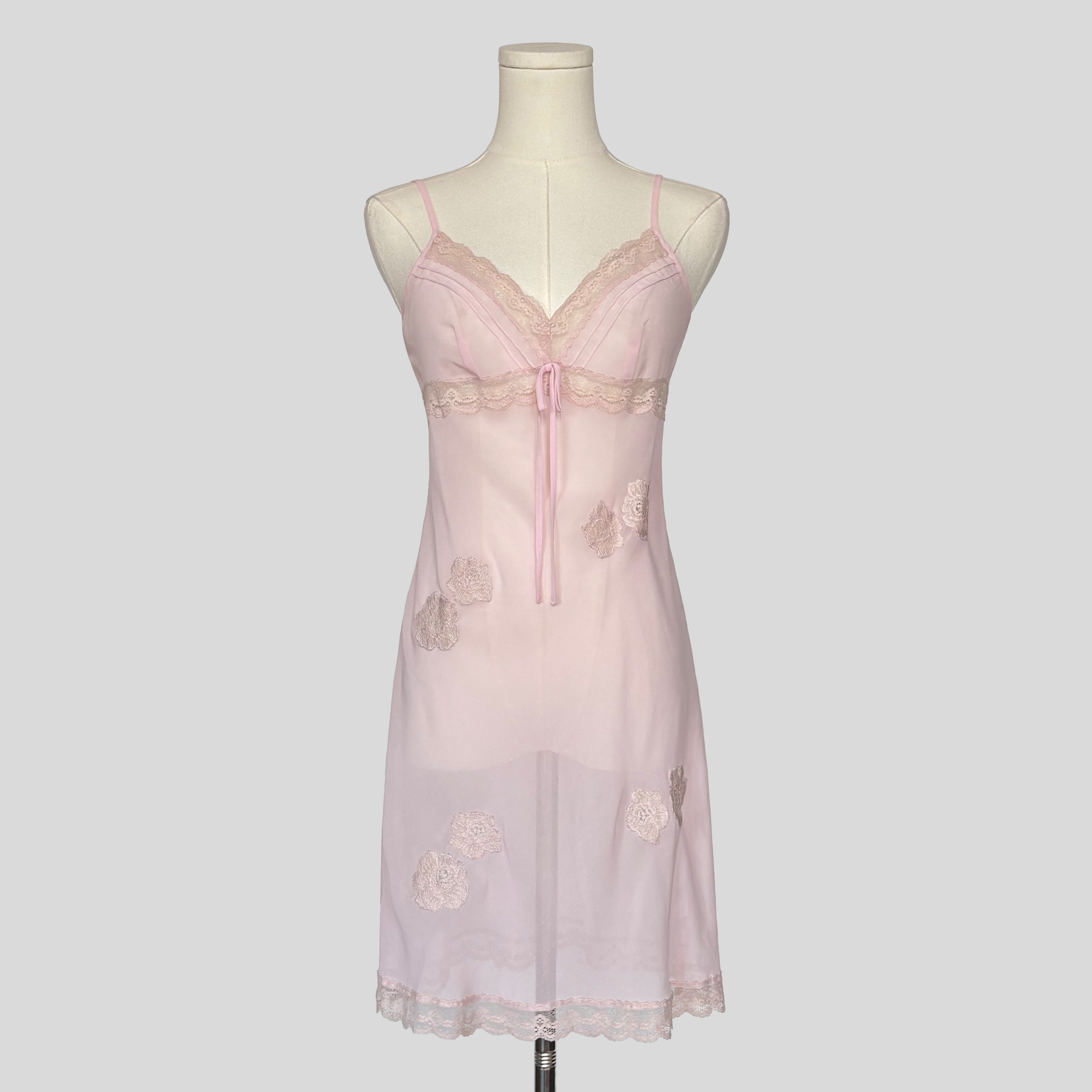 Sheer lace trim slip dress