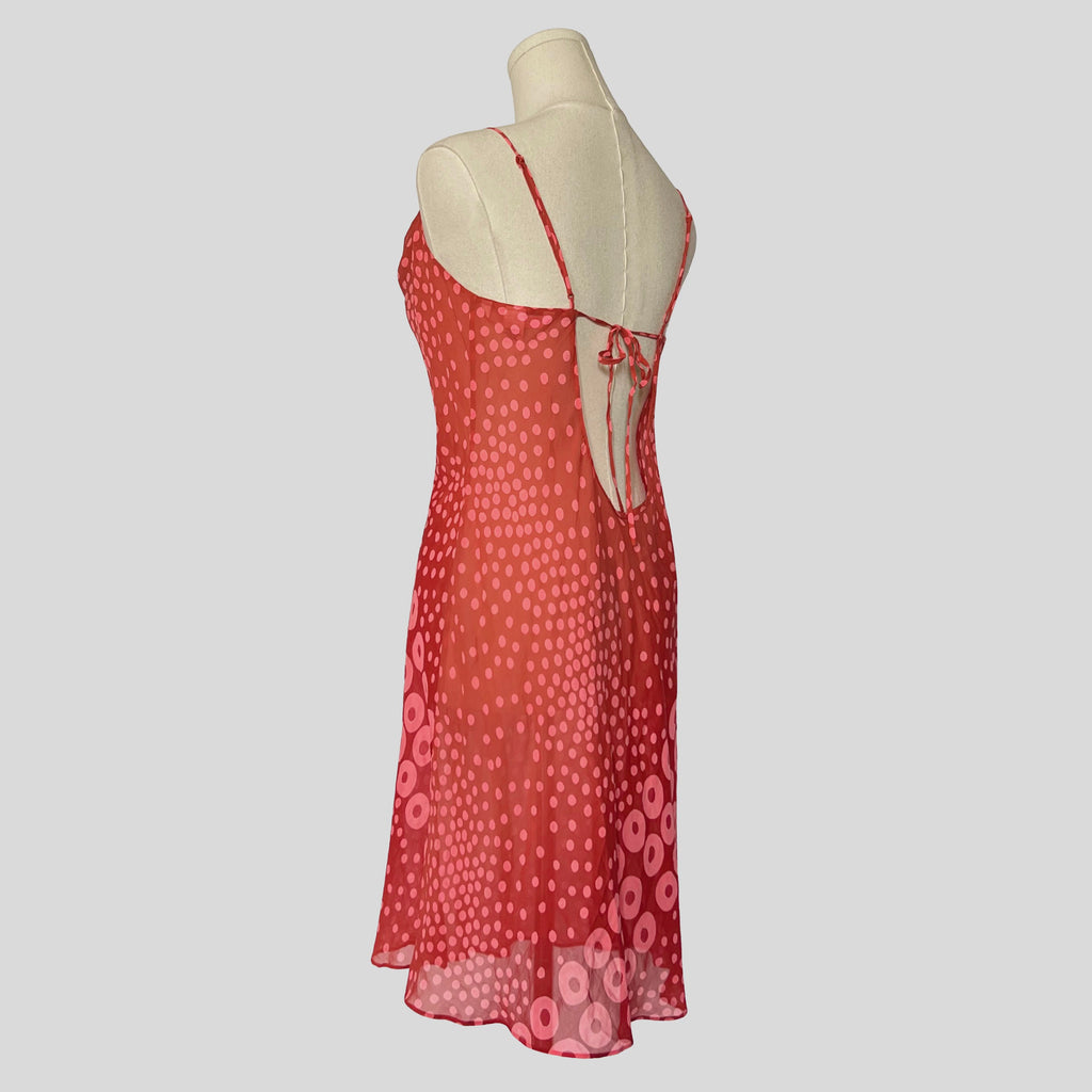 Rare sheer backless polka dot silk slip