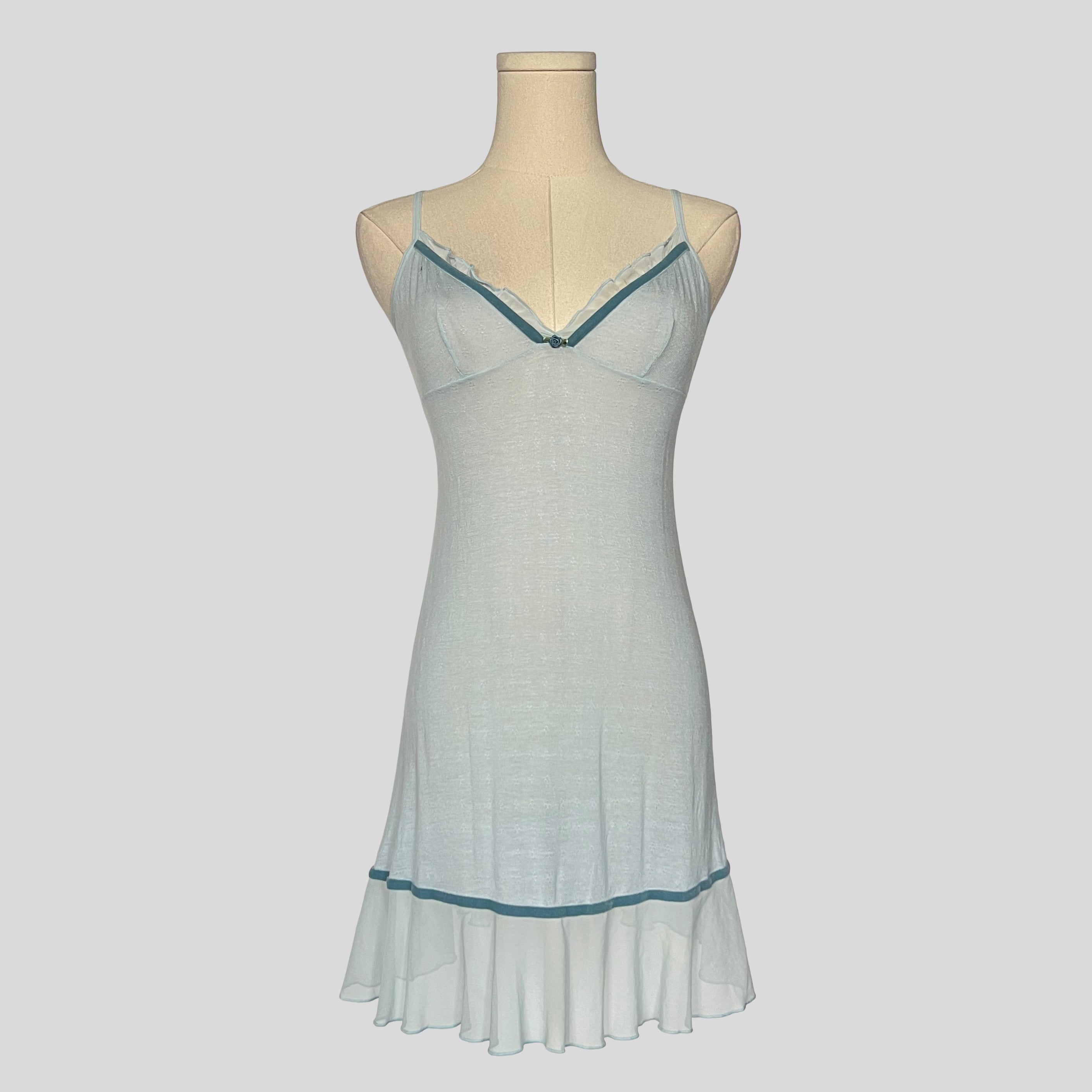 Pointelle mini dress in blue