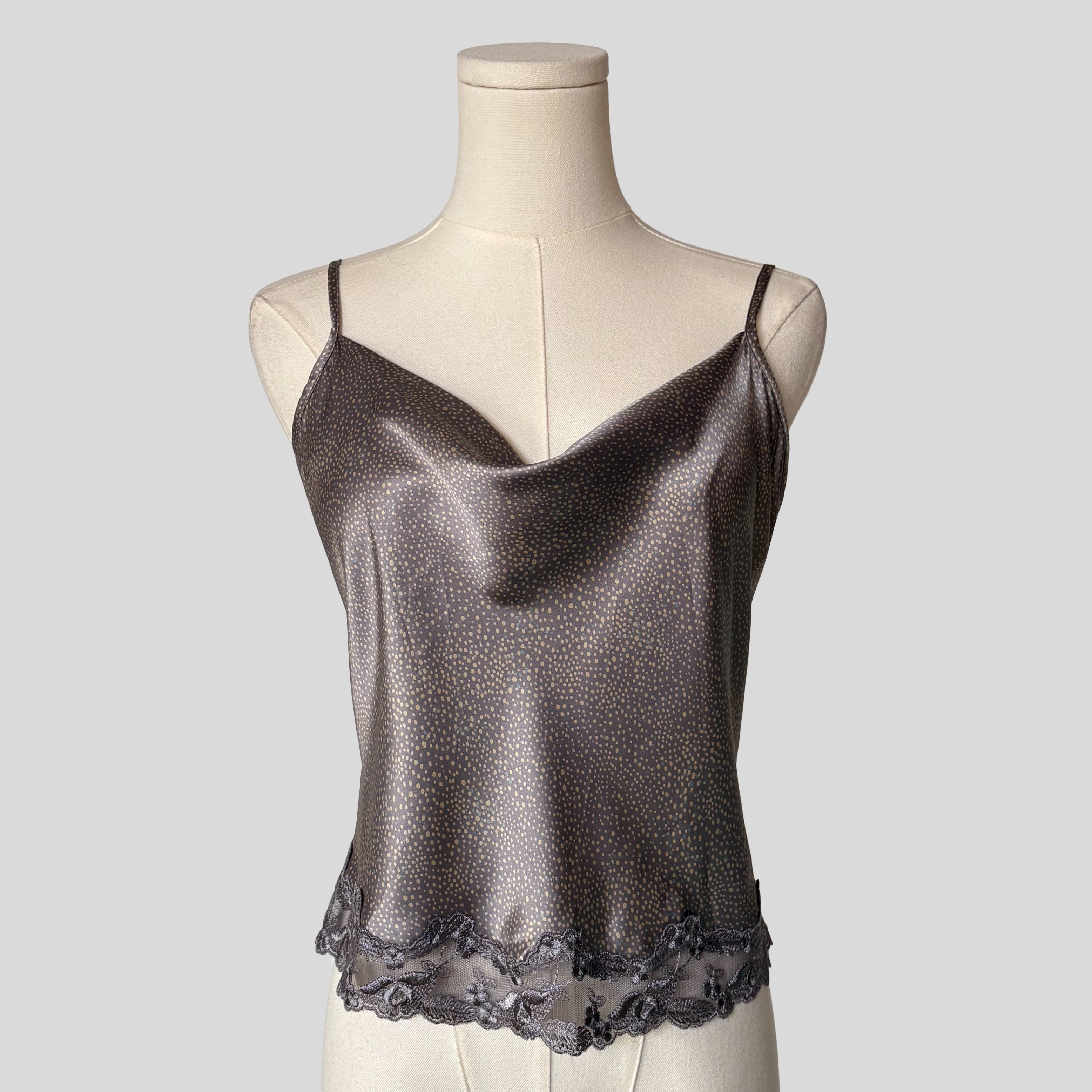 Draped speckled cami in grey