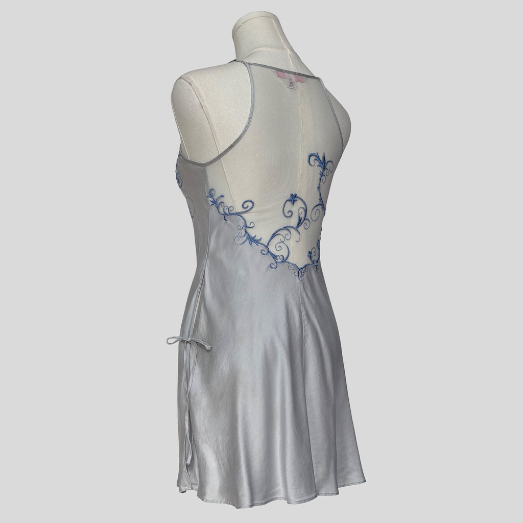 Embroidered silk swirl slip