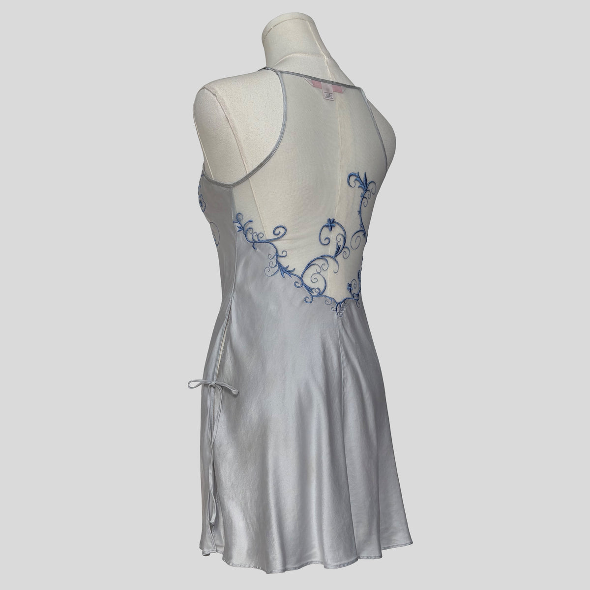 Embroidered silk swirl slip