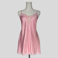 Plunging mesh neckline slip in pink