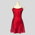 Silk slip dress in red