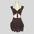 Ruffled smocked matching skirt set