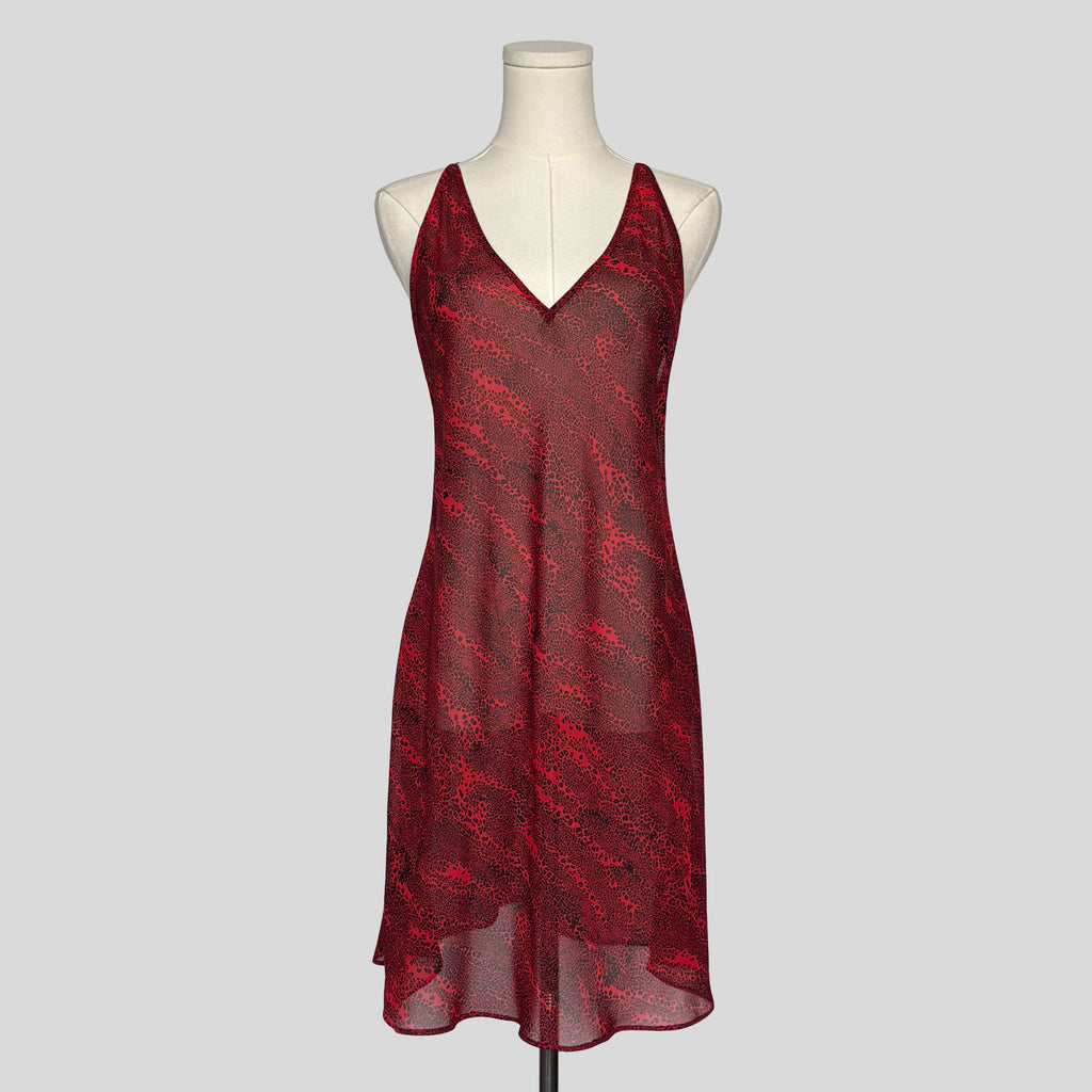 Sheer animal print backless slip dress
