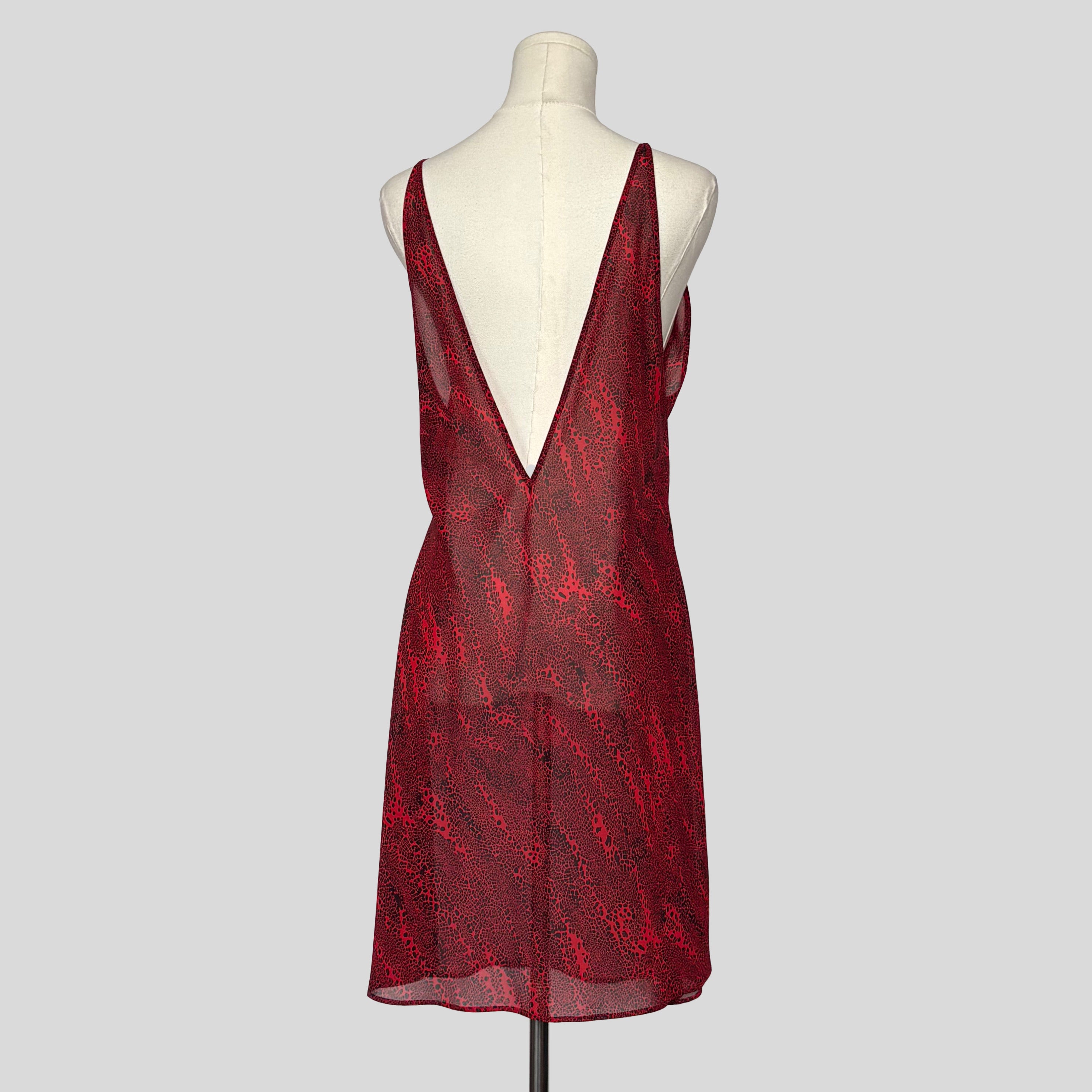 Sheer animal print backless slip dress
