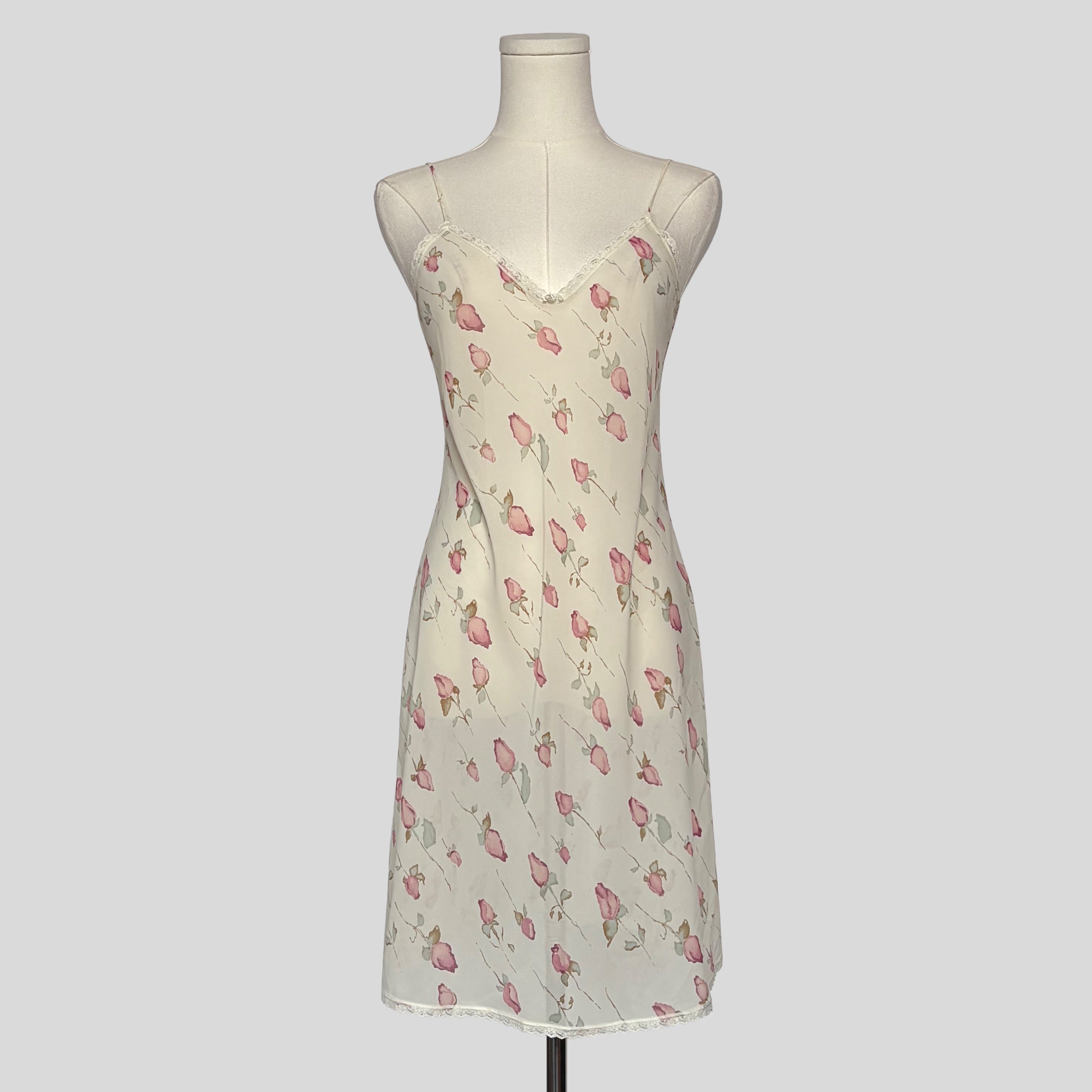 Rose floral sheer slip dress