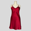 Silky rosette slip dress in red