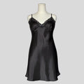 Silky lace trim slip dress