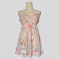 Sheer ruffled babydoll dress in pink floral