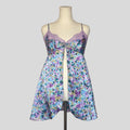 Floral lace trim split front babydoll