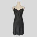Backless silk slip in black
