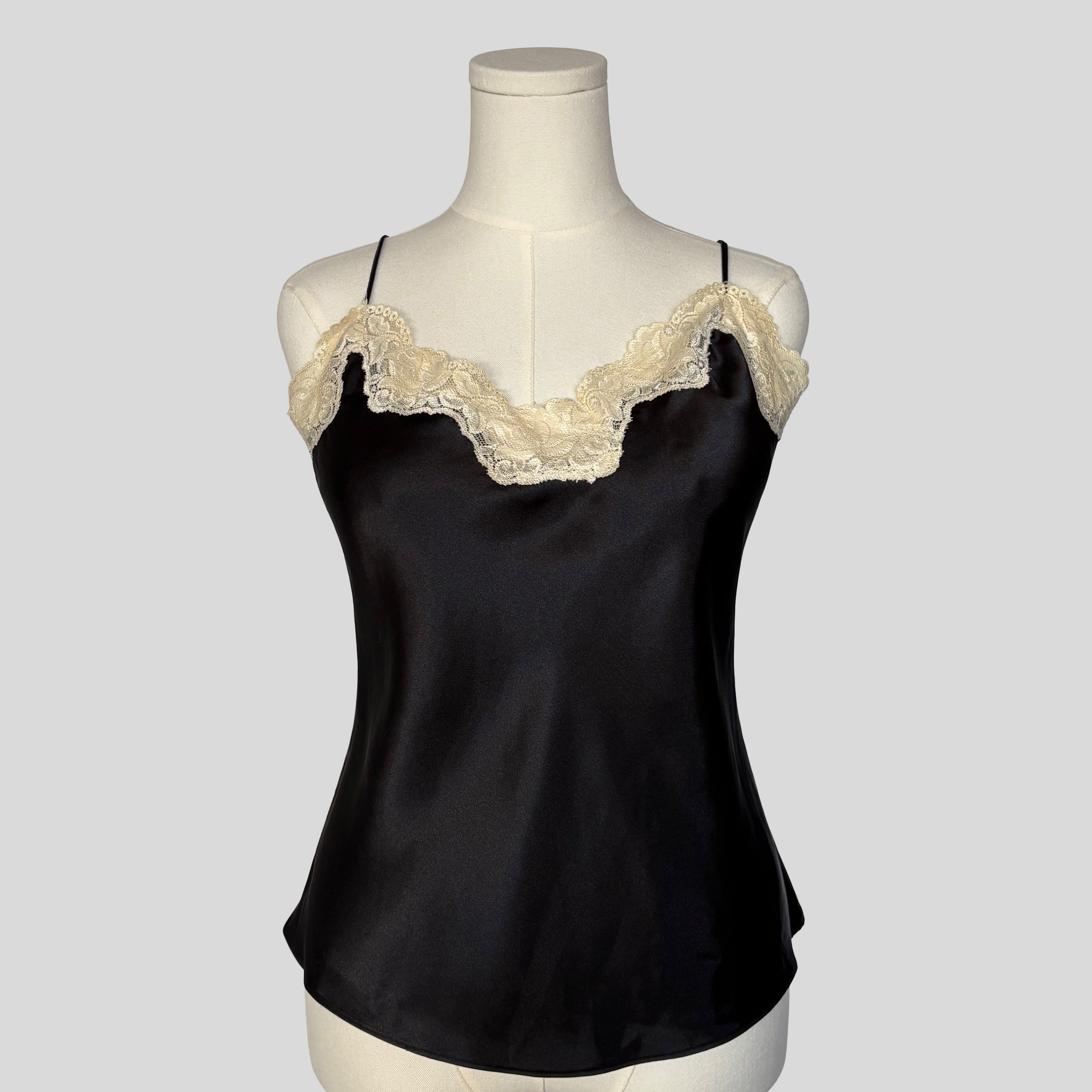 Silky lace trim cami
