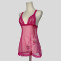 Mesh embroidered lace trim chemise