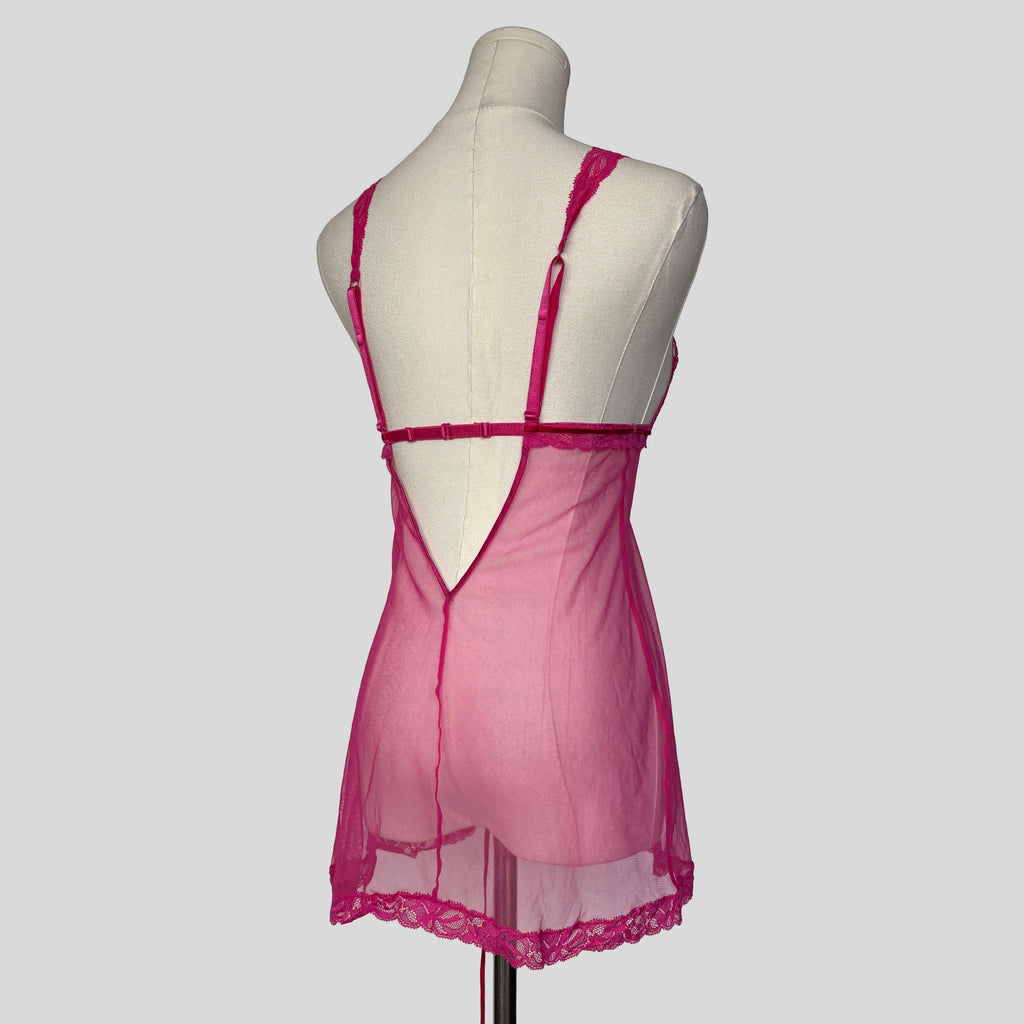 Mesh embroidered lace trim chemise
