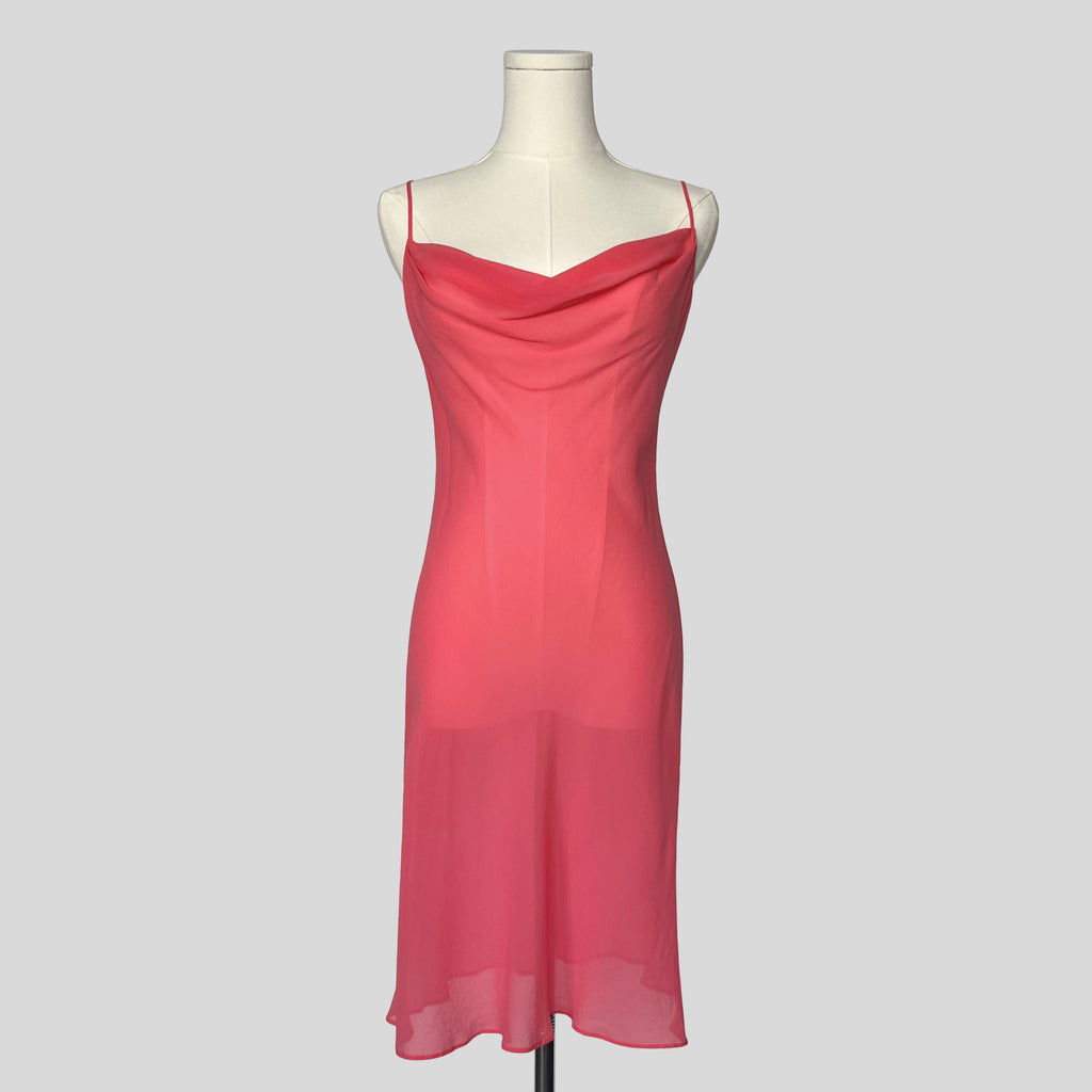 Draped sheer backless slip