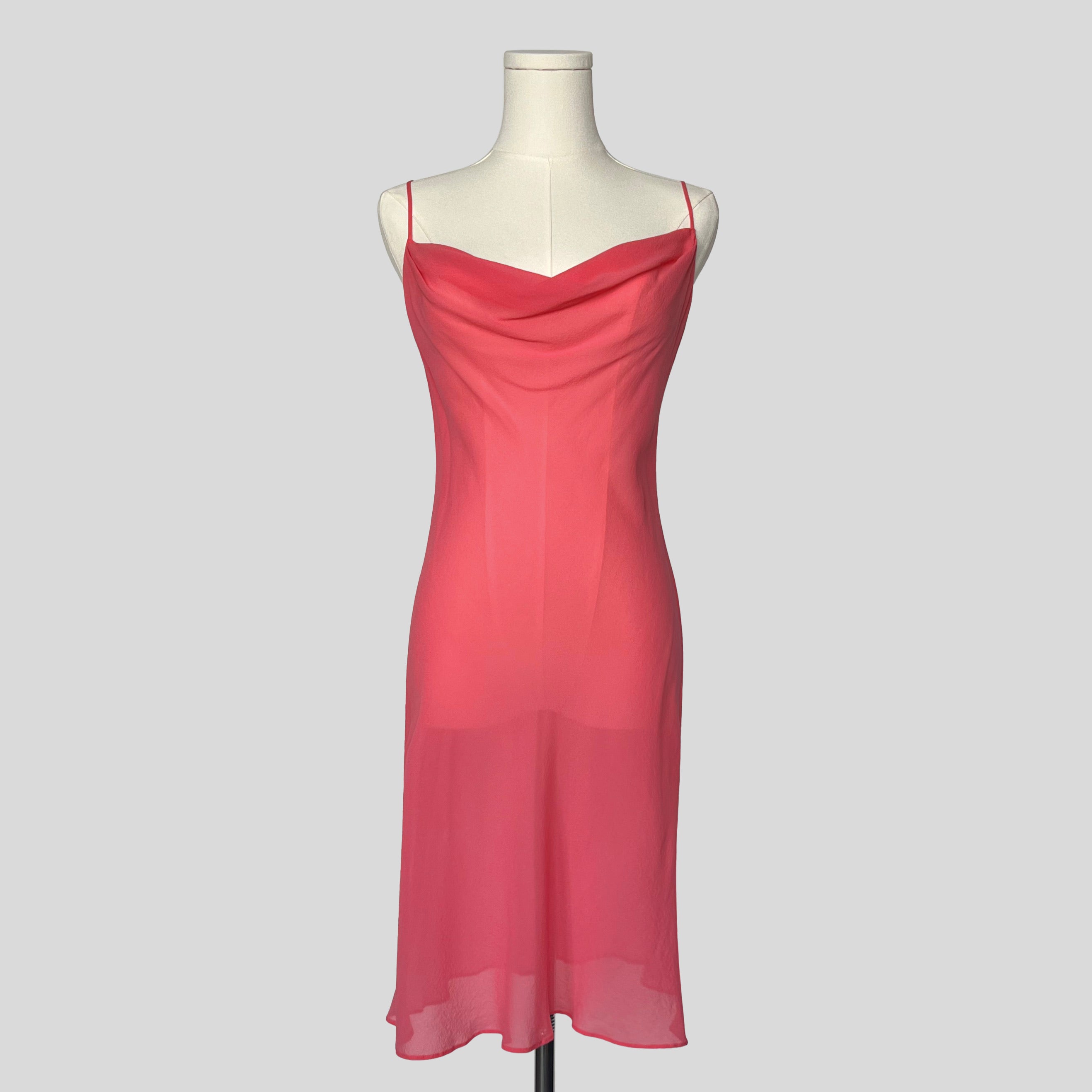 Draped sheer backless slip