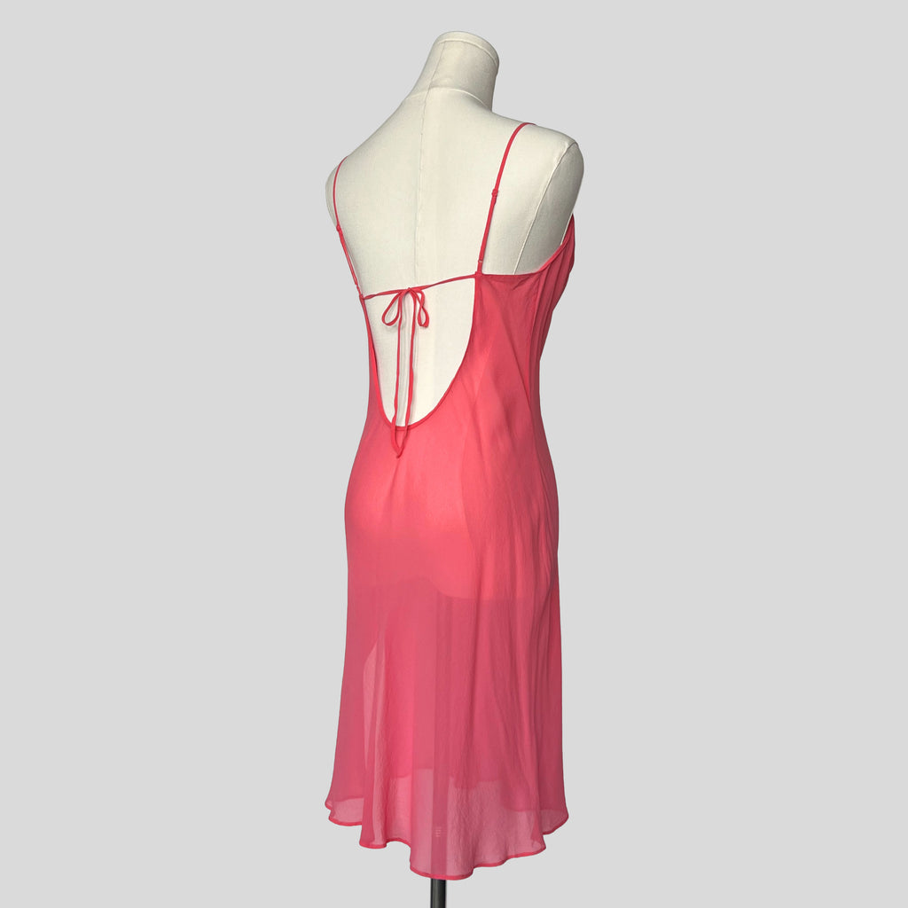 Draped sheer backless slip