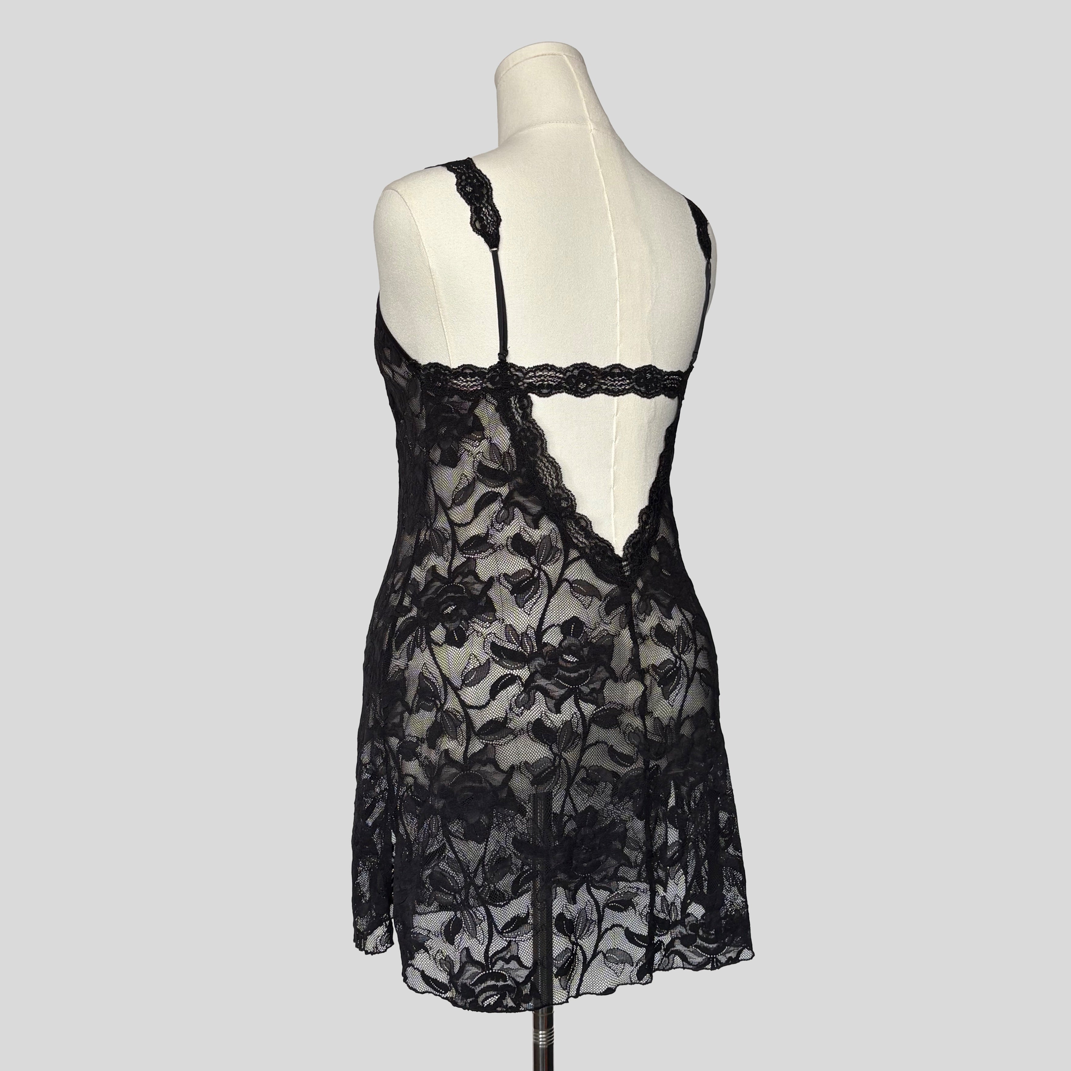 Lace backless mini dress