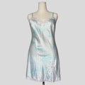 Leopard print silky lace trim slip