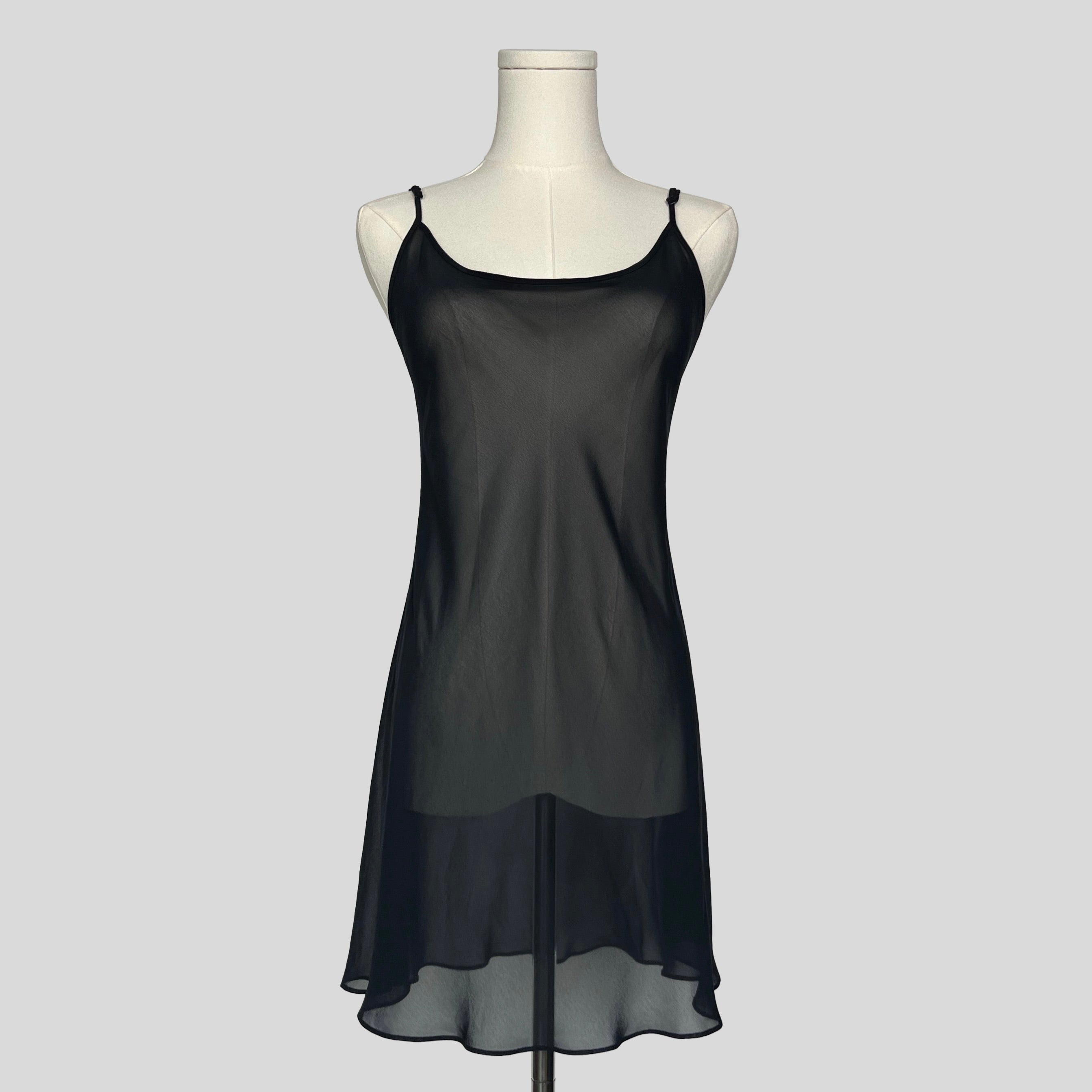 Simple sheer slip dress in black