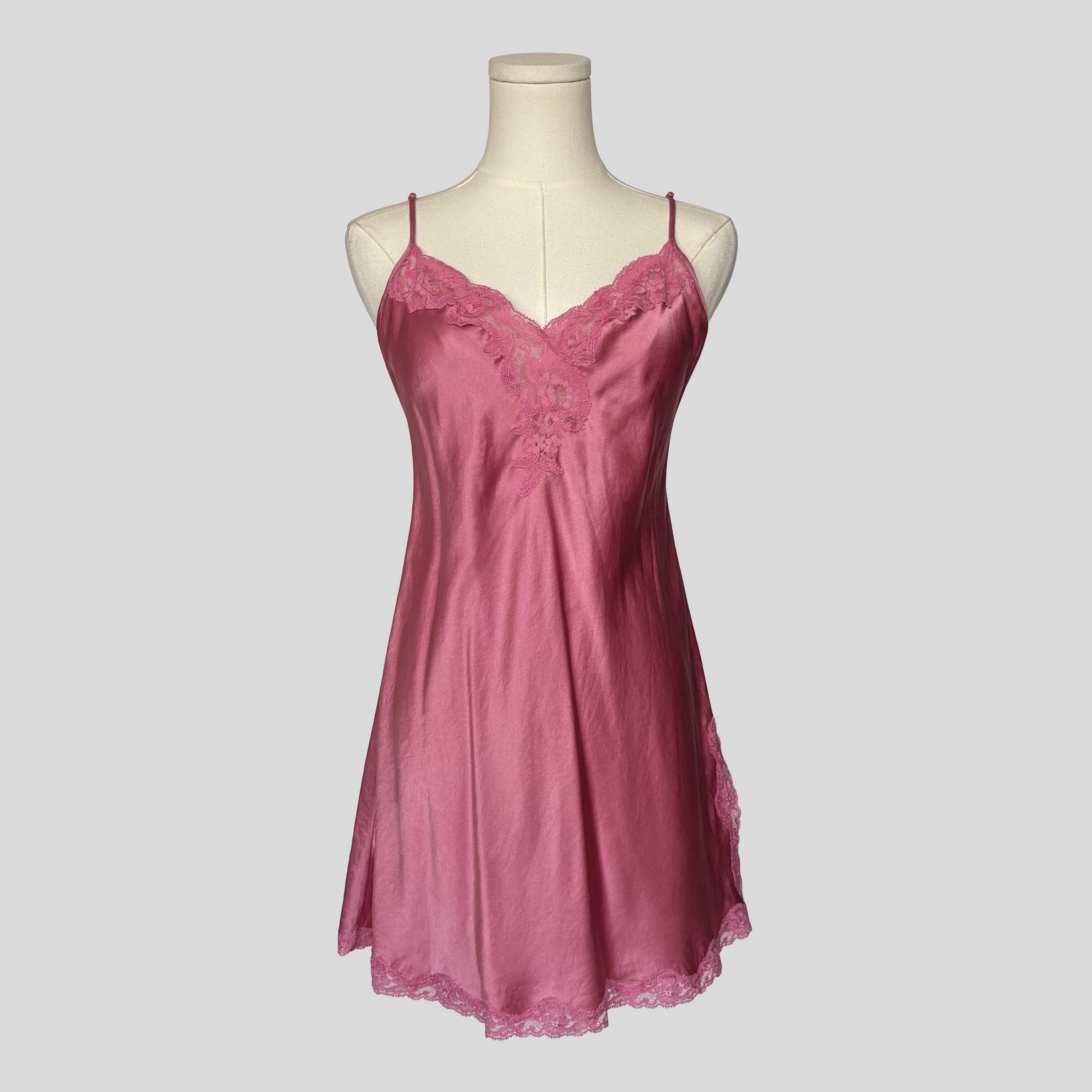 Sweetheart sheer lace back slip dress