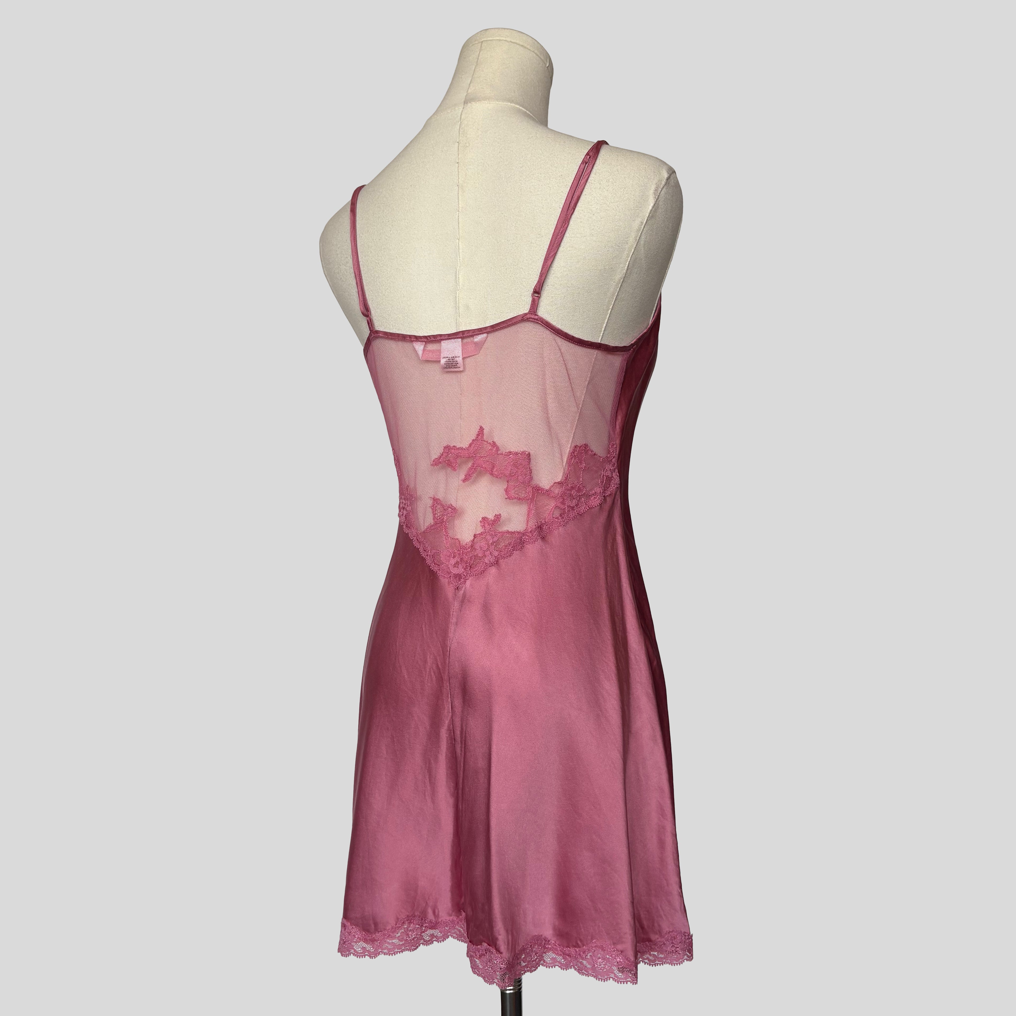 Sweetheart sheer lace back slip dress