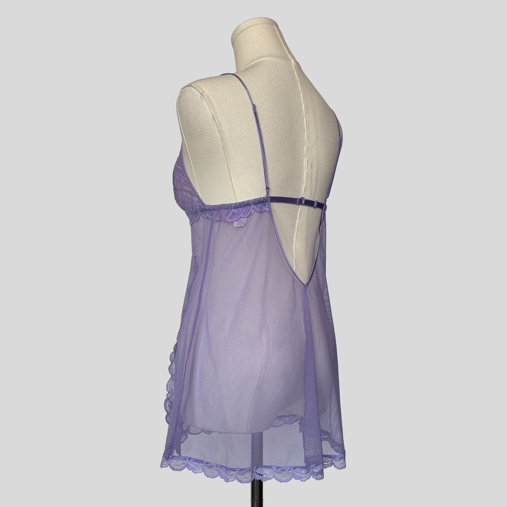 Lilac sheer lace trim chemise