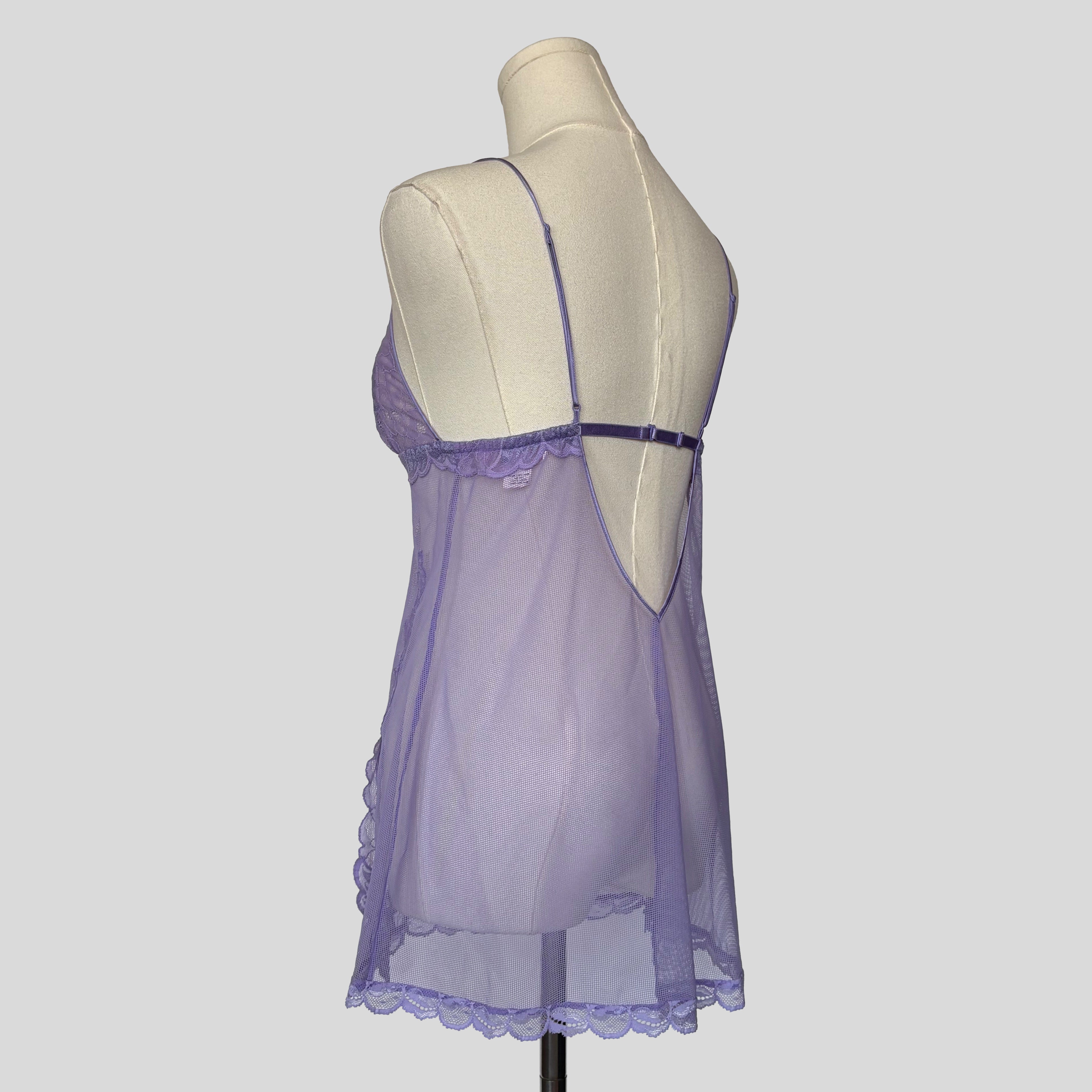Lilac sheer lace trim chemise