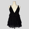 Ruffled plunging neckline mini dress