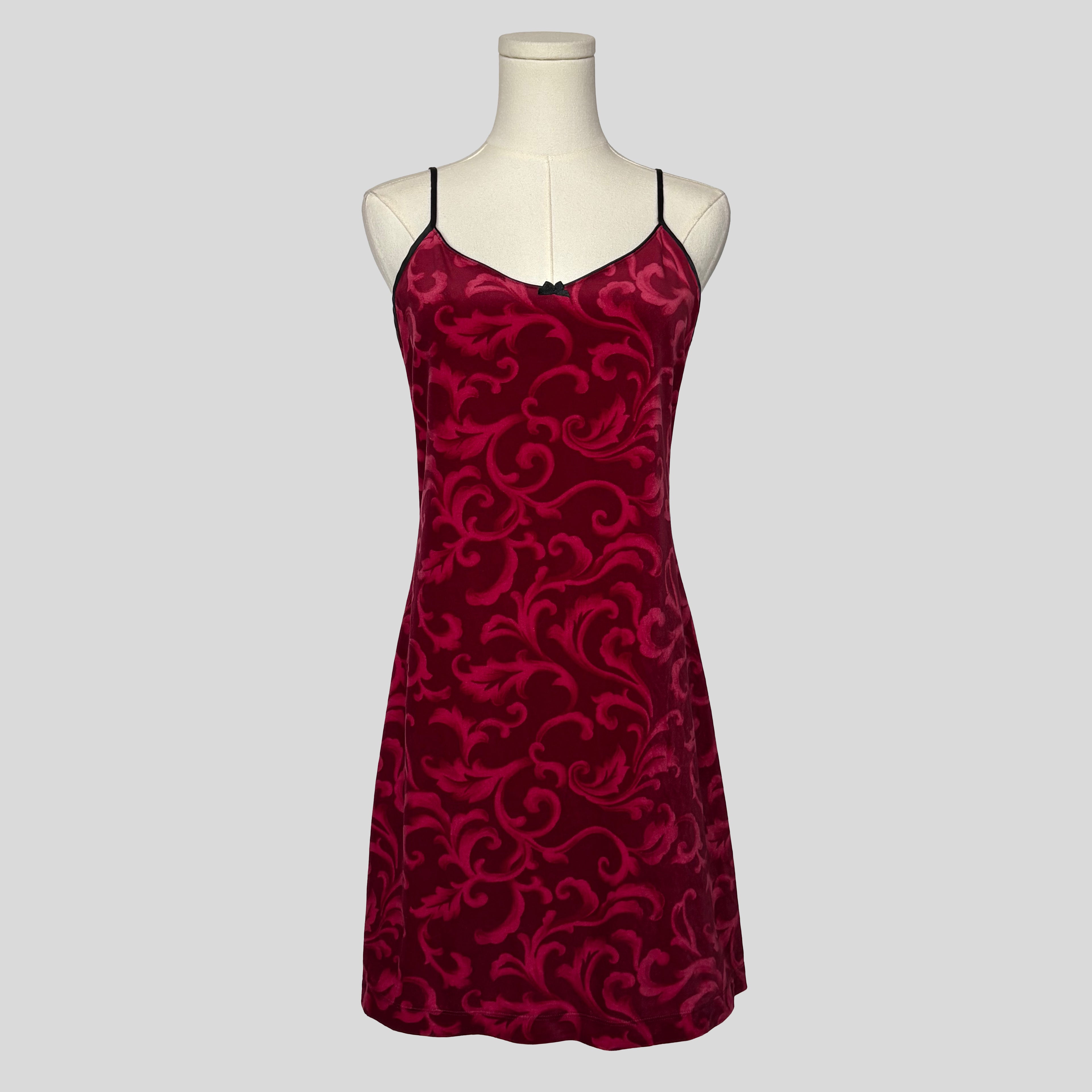 Velvet ornate mini slip dress